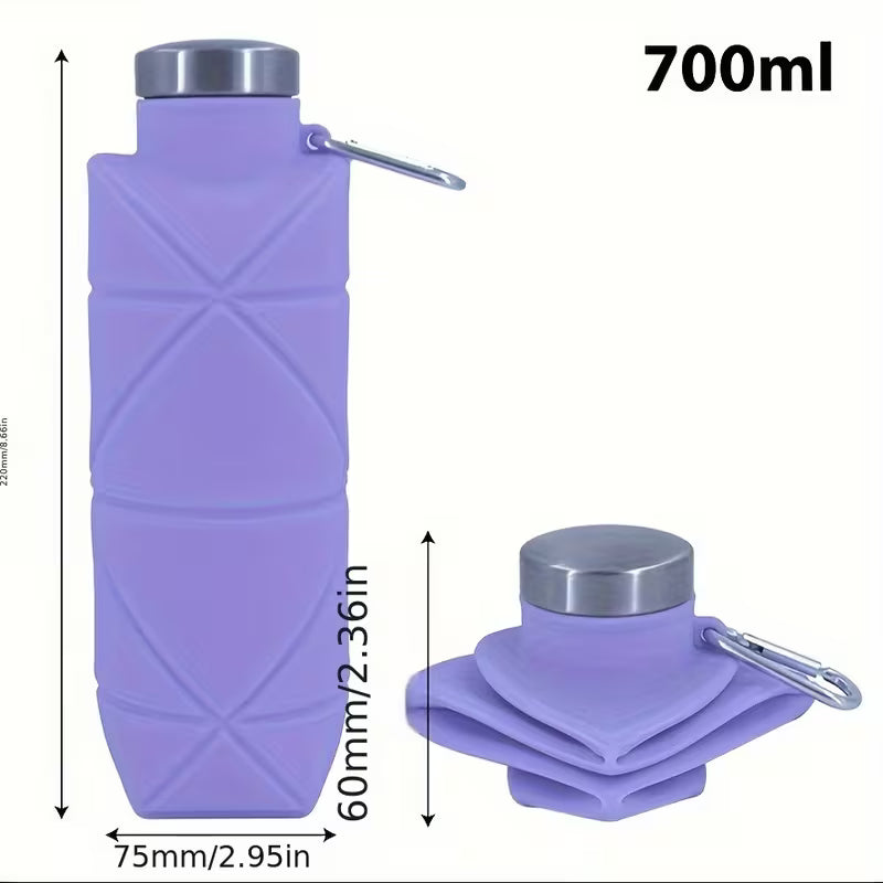600ml Silicone Folding Bottle – Collapsible Reusable Travel Water Bottle