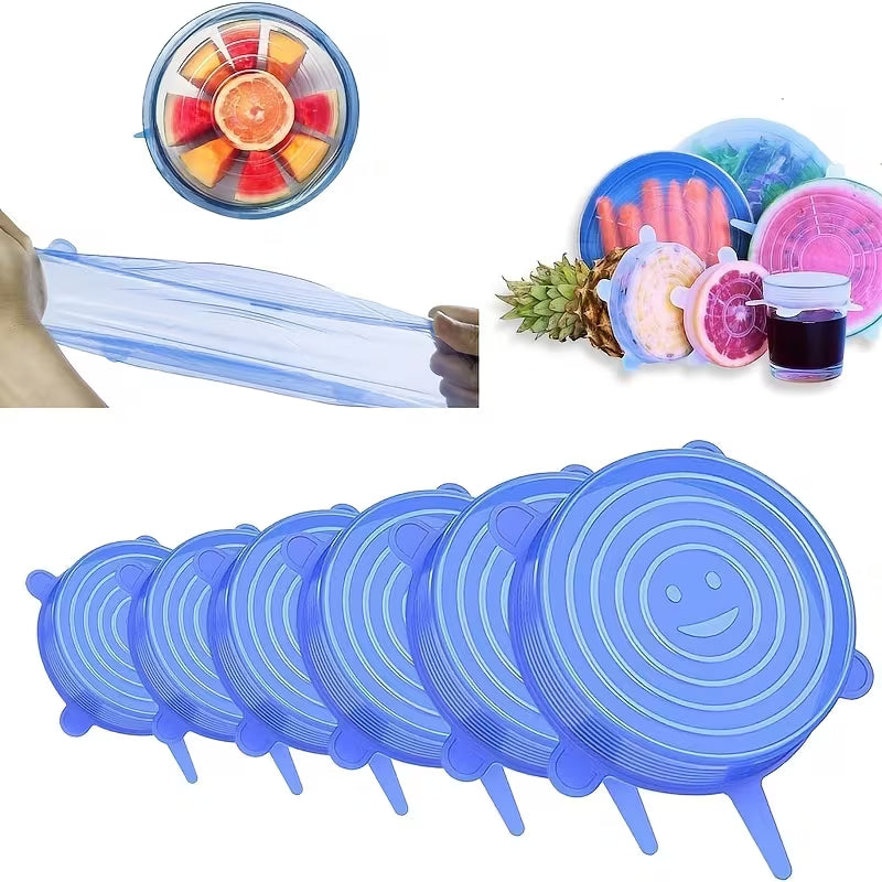 6-Piece Reusable Silicone Stretch Lids – Universal Food Covers