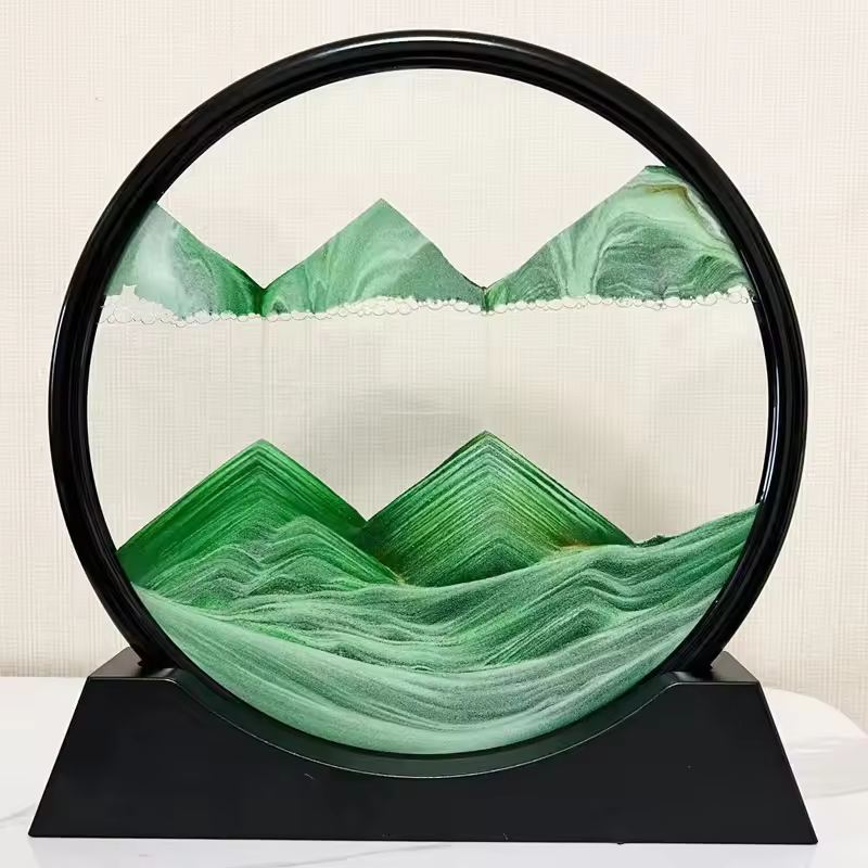 3D Moving Sand Art Hourglass Sandscape Lamp – Dynamic Sand Picture Frame with Metal Stand (Assorted Colors)