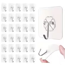 Transparent Self-Adhesive Wall Hooks (Pack of 10) – Heavy-Duty No-Drill Utility Hooks for Home & Kitchen