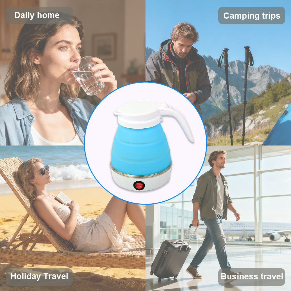 600ml Portable Electric Travel Kettle – Fast Boiling Collapsible Silicone