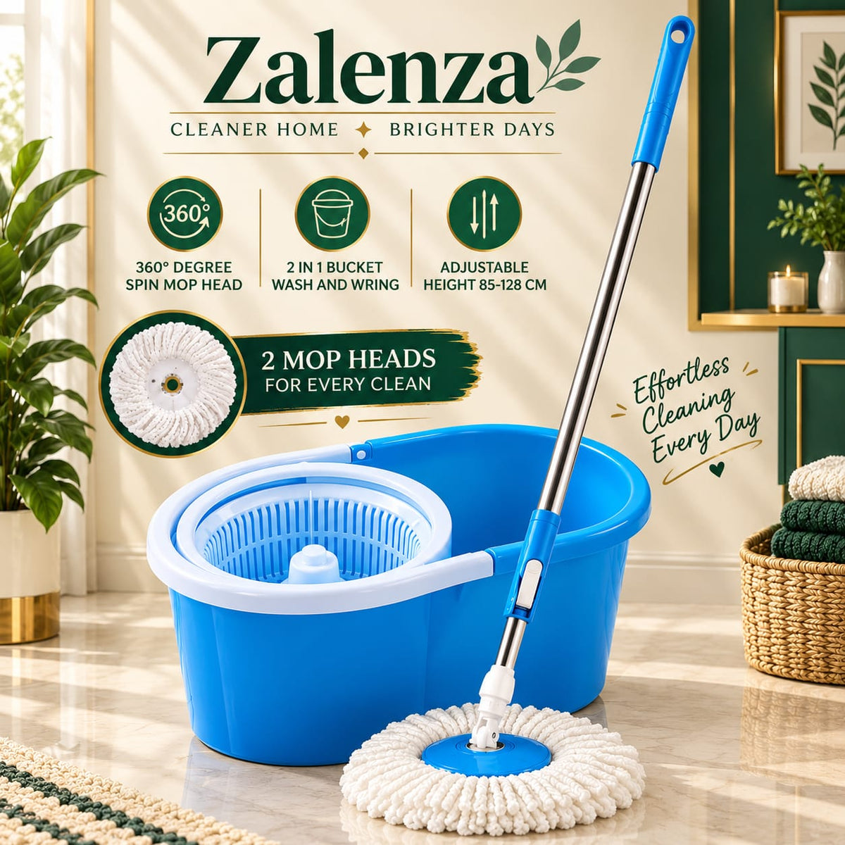 360° Spin Mop with Bucket – Rotating Microfiber Floor Mop for Deep Cleaning, Wet & Dry Floor Cleaning at Home & Office