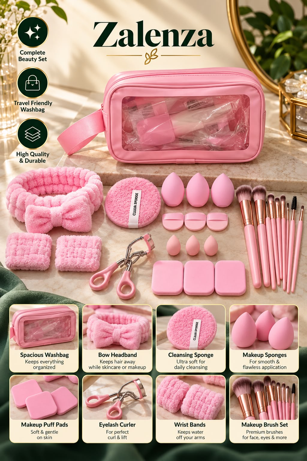 Multipurpose Travel Beauty Kit – Professional Makeup Brushes, Beauty Blenders & Cosmetic Accessories Set