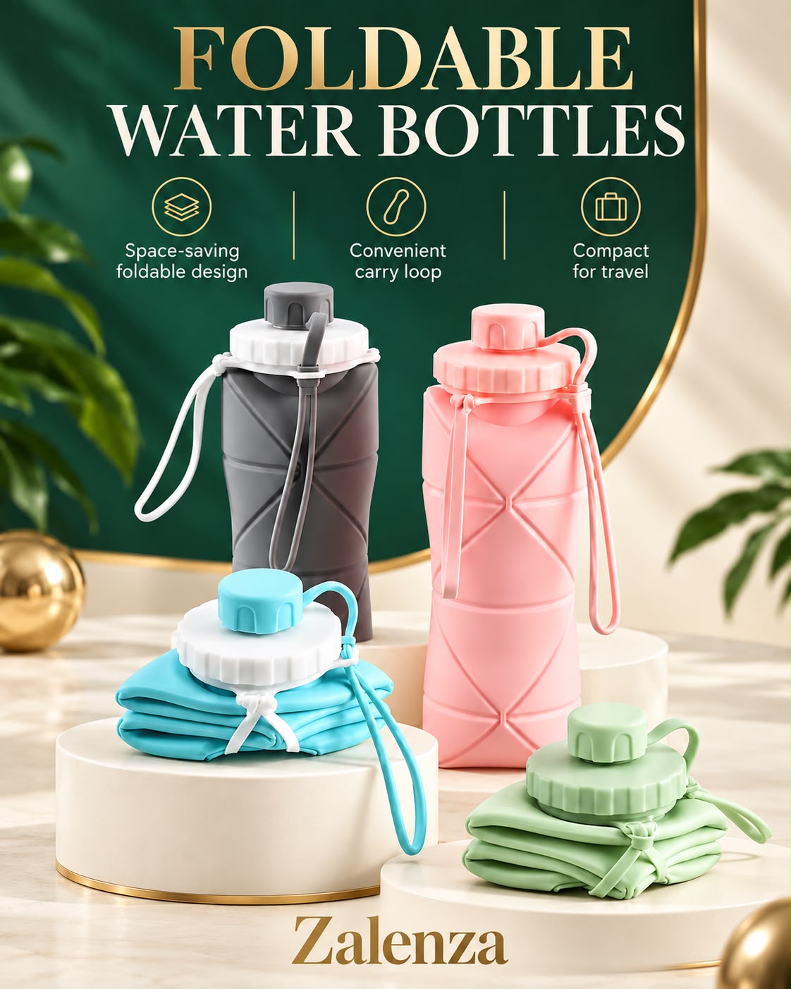 600ml Silicone Folding Bottle – Collapsible Reusable Travel Water Bottle