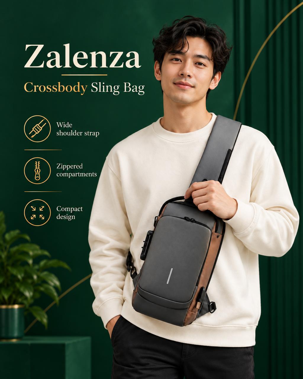 Anti-Theft Crossbody Sling Bag with TSA Combination Lock – High-Capacity Travel & Daily Chest Pack