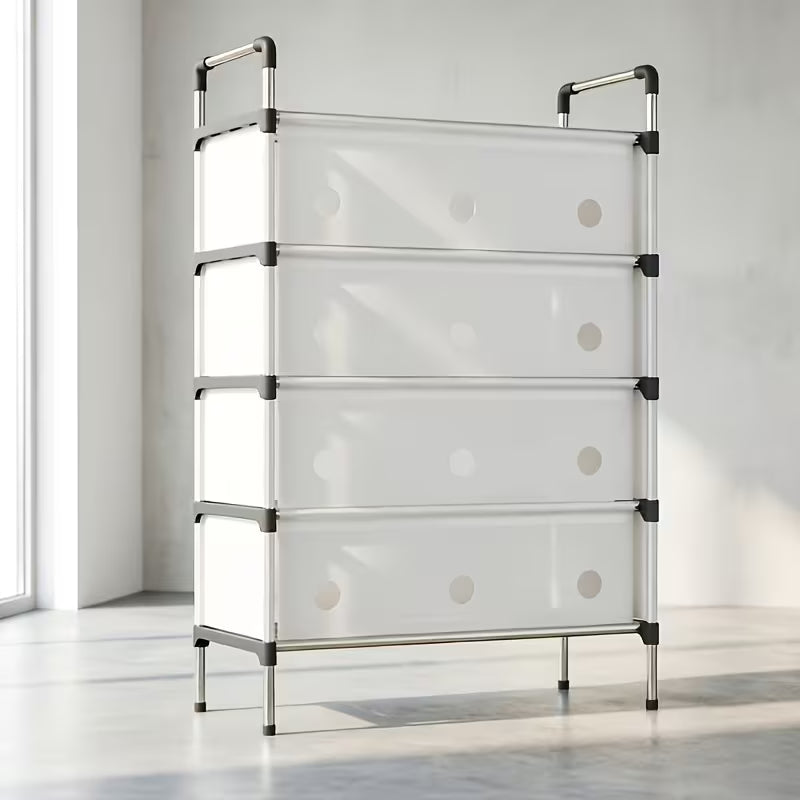 Multi-Layer Shoe Rack Organizer with Dustproof Cover – Foldable Plastic Shoe Storage Cabinet for Home & Bedroom