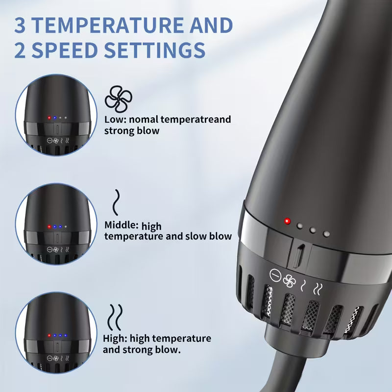 One-Step Hot Air Brush – Hair Dryer & Styler 3-in-1, Volumizing Blow Dry Brush for Smooth, Shiny & Salon-Style Hair