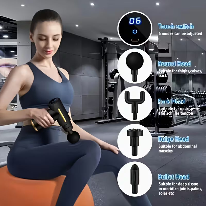 4-in-1 Massage Gun – 6-Speed Deep Tissue Muscle Massager
