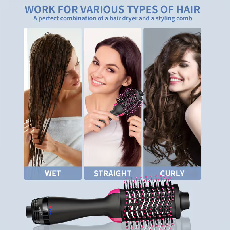 One-Step Hot Air Brush – Hair Dryer & Styler 3-in-1, Volumizing Blow Dry Brush for Smooth, Shiny & Salon-Style Hair
