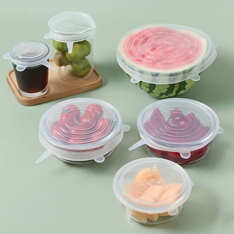 6-Piece Reusable Silicone Stretch Lids – Universal Food Covers