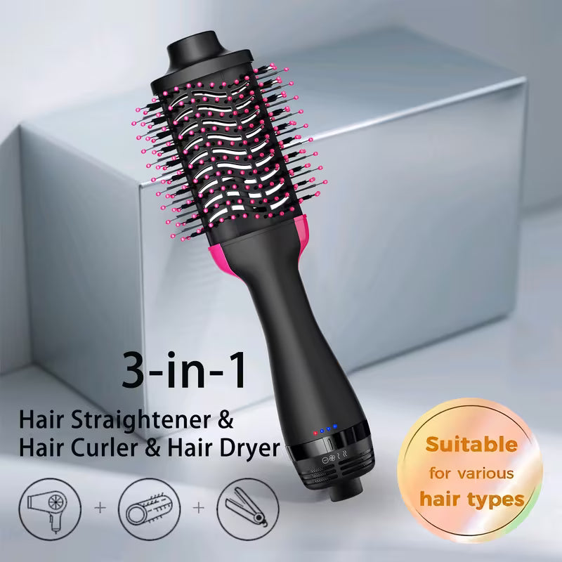 One-Step Hot Air Brush – Hair Dryer & Styler 3-in-1, Volumizing Blow Dry Brush for Smooth, Shiny & Salon-Style Hair