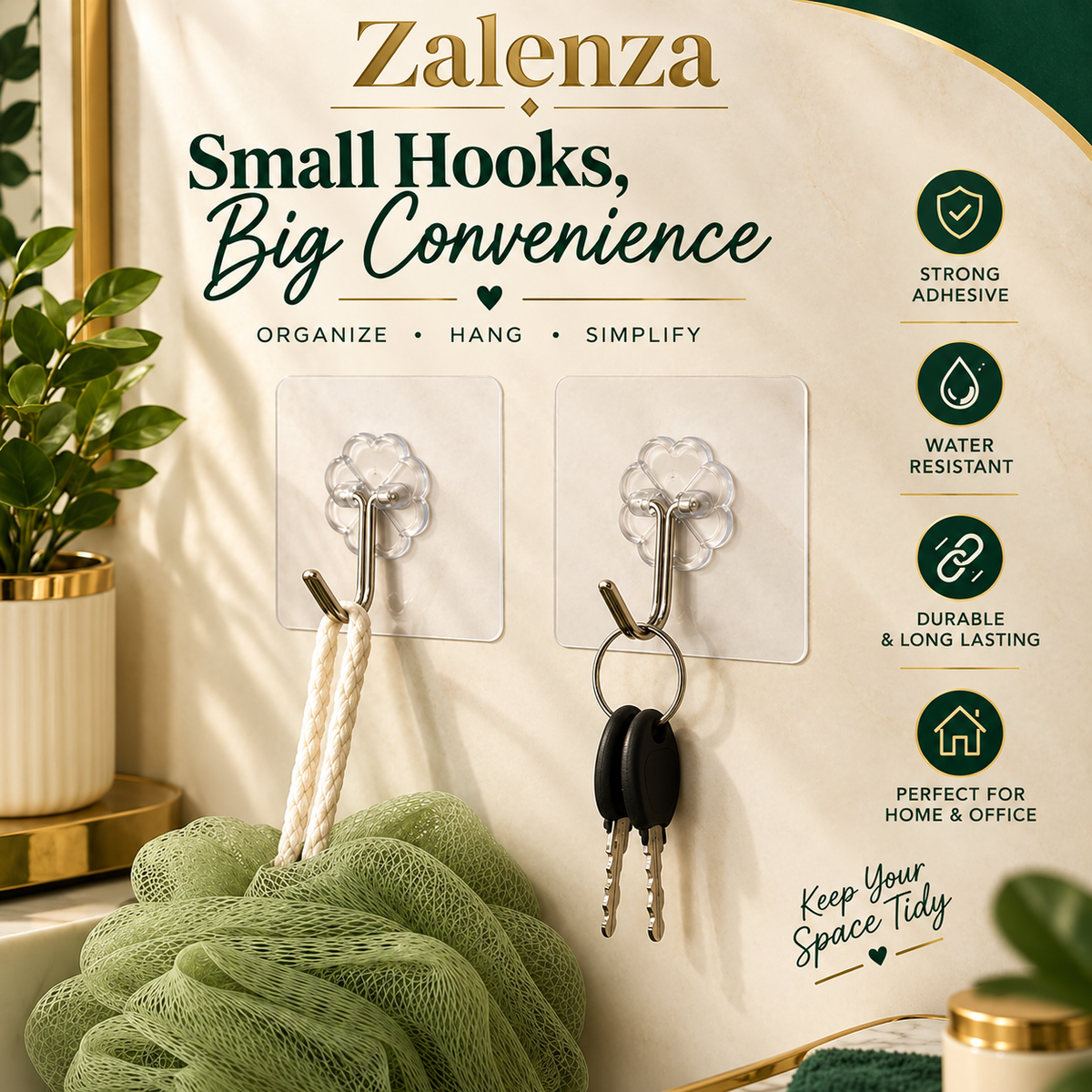 Transparent Self-Adhesive Wall Hooks (Pack of 10) – Heavy-Duty No-Drill Utility Hooks for Home & Kitchen