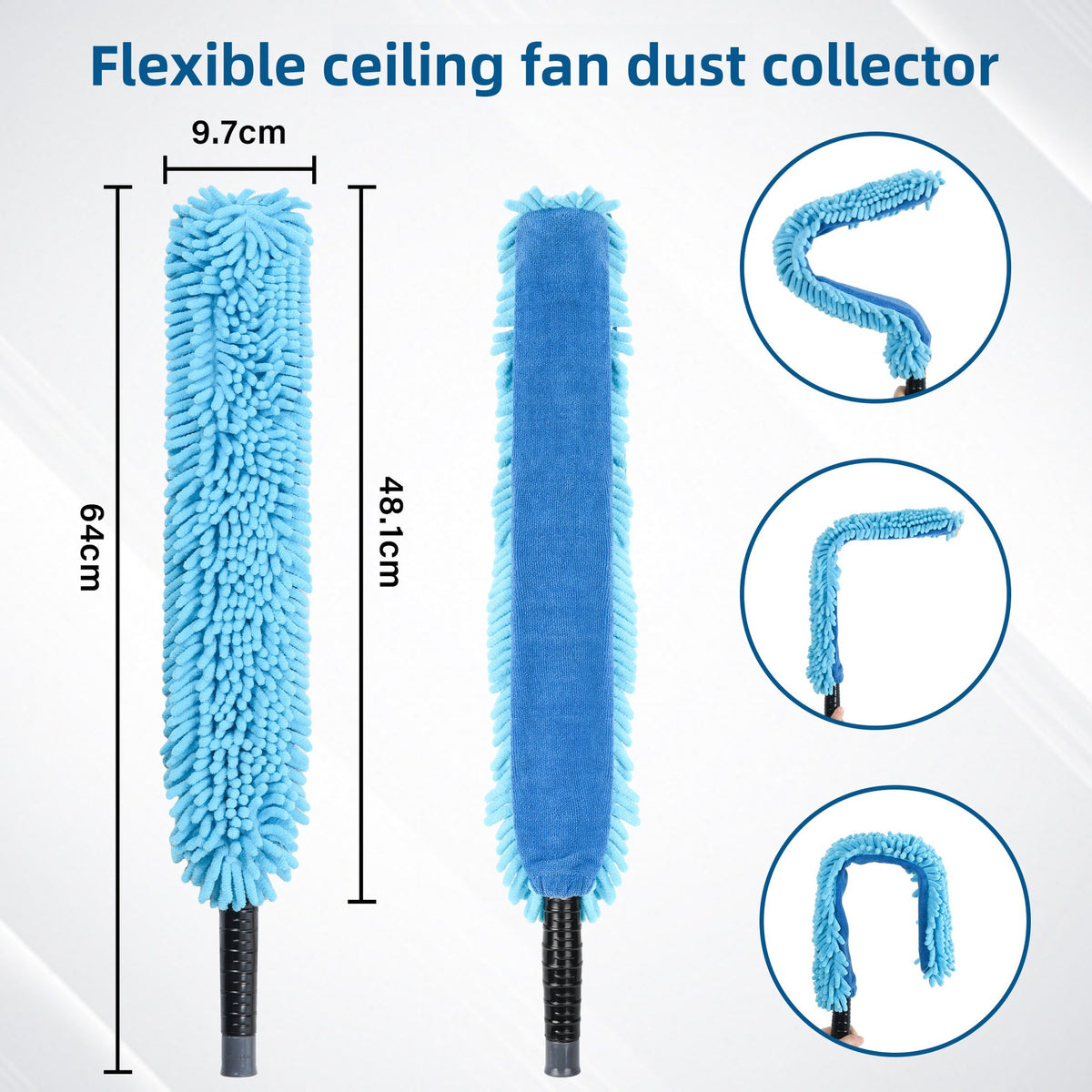 Flexible Microfiber Fan Duster – Bendable Ceiling & Furniture Cleaning Brush