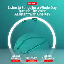 Lenovo Neckband Wireless Earphones – Bluetooth Stereo Headphones