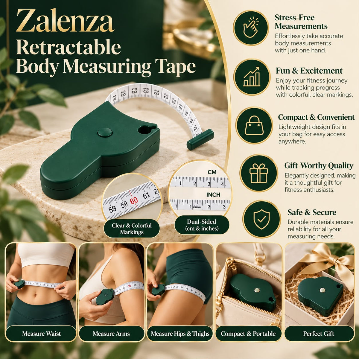 Retractable Body Measuring Tape – Soft Flexible Tape for Waist, Chest, Hip & Fitness