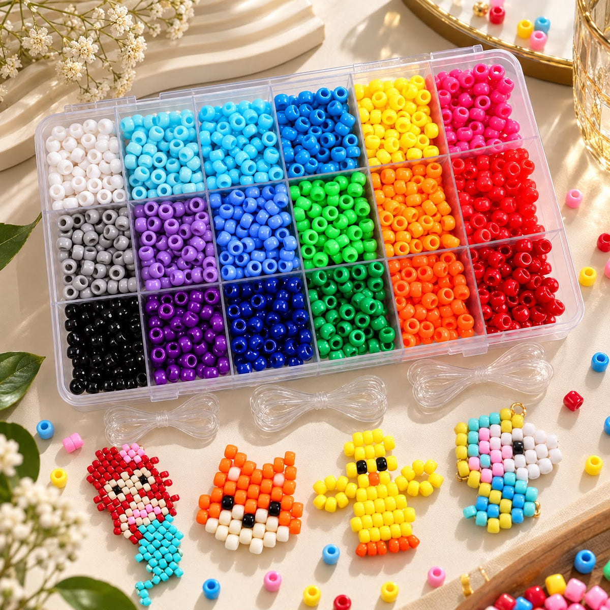 4000-Piece Friendship Bracelet Making Kit – 96 Colors DIY Pony Beads & Letter Beads Craft Set with Charms