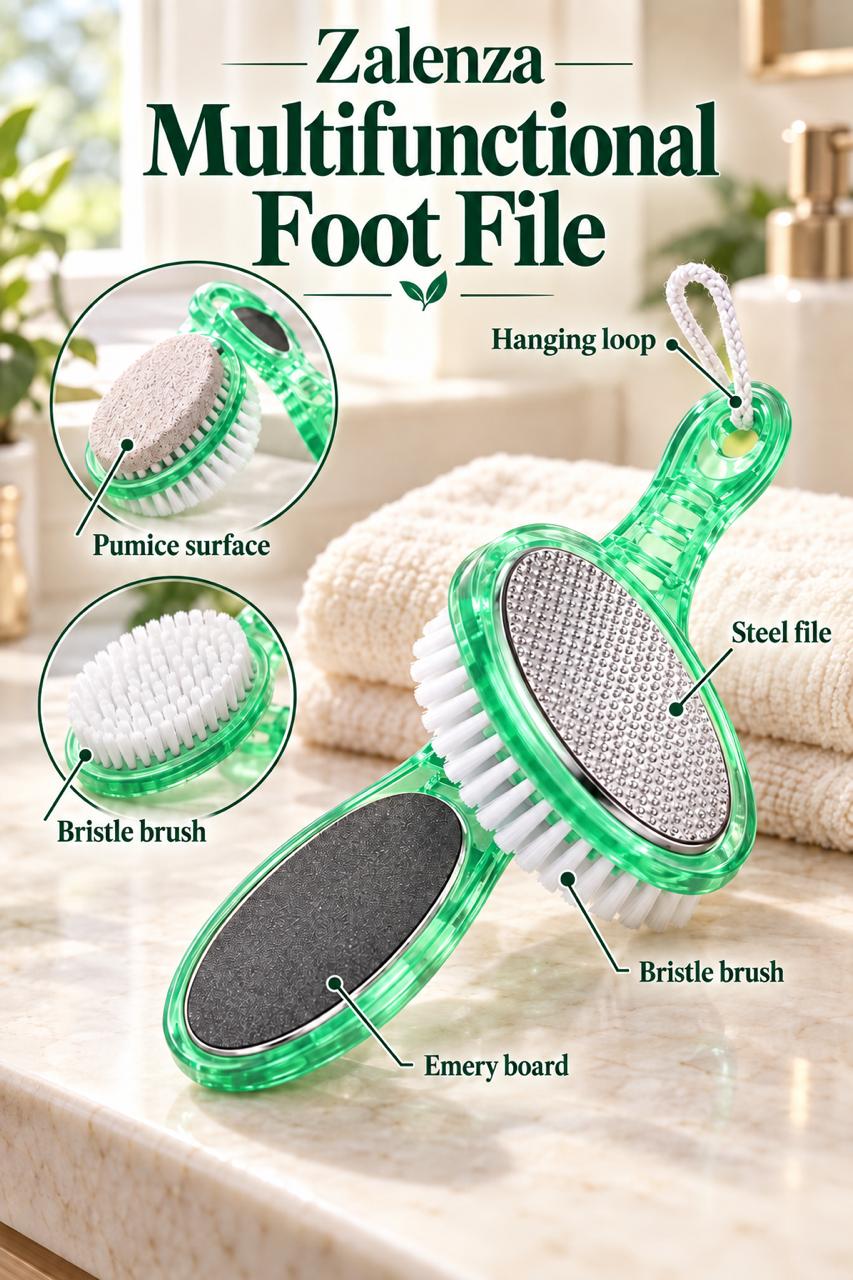 4-in-1 Pedicure Foot Filer – Callus Remover, Pumice Stone, Nail Brush & Foot File