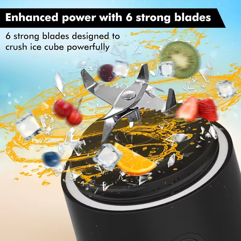 Portable USB Rechargeable Blender – 6-Blade Mini Smoothie Maker & Juicer Cup