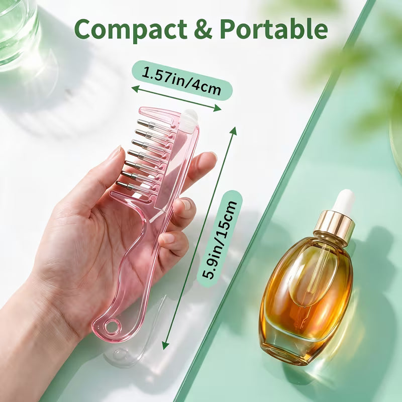 7-Teeth Scalp Massager Comb – Rolling Ball Hair Oil Applicator
