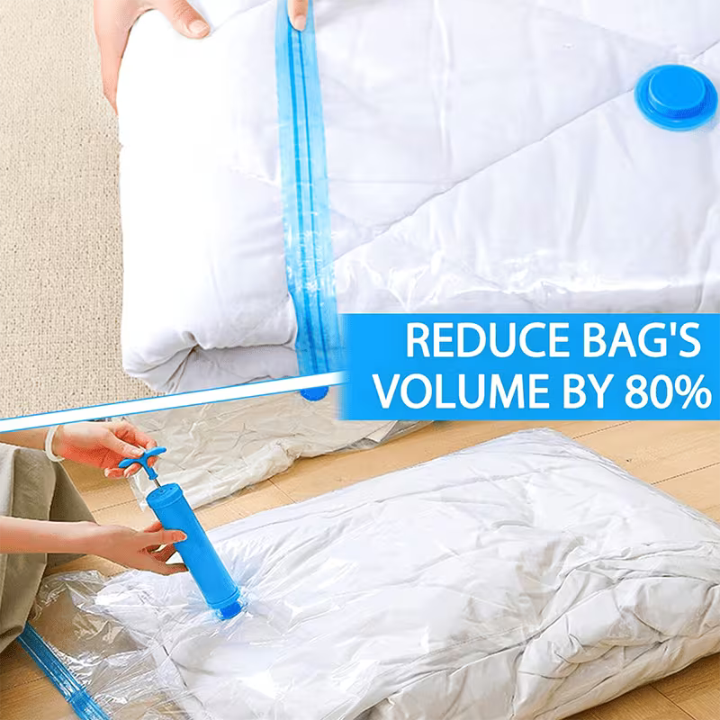 Vacuum Storage Bags with Hand Pump – Space-Saving Travel & Household Compression Bags Set