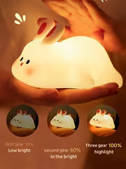 Cute Rabbit Silicone Touch Night Light – Soft Rechargeable LED Bedside Lamp for Kids Room & Home Decor